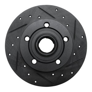 Audi A4 Brake Rotor (1) - Rear Right - R1 Concepts - Drilled & Slotted - Black - `96-`08